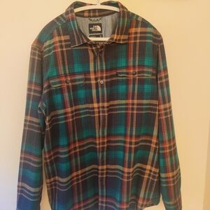 The North Face Men's Plaid Shirt - Green and Brown